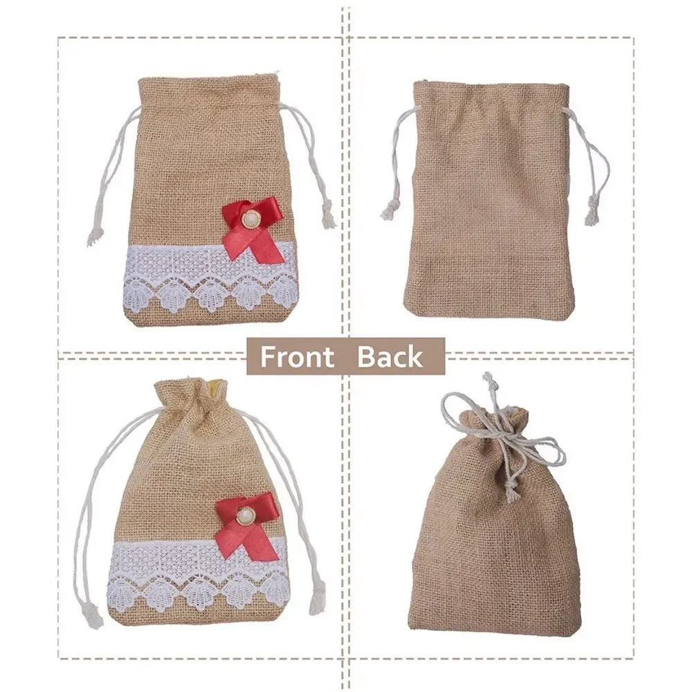 KARELY 20Pcs Natural Jute Burlap Bags Gift Pouches with Drawstring w/ gift tags